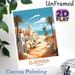 Djerba Tunisia Coastal Town Painting Poster, Bright Mediterranean Style Illustration Poster, Warm Coastal Town View Decor Ideal For Living Room_maomaolike.com