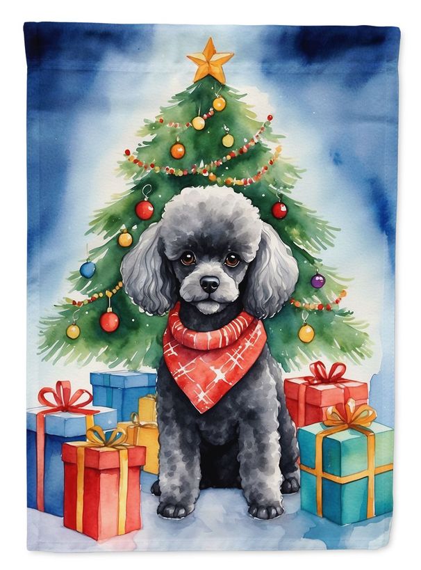 Black Toy Poodle Christmas Reindeer Garden Flag Mailbox Flag Decorative Yard Flag Banner Outside Patio Artwork Yard Flower Beds, Garden Size, Multicolor_maomaolike.com
