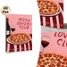 Pizza Lovers Club Themed Painting Poster, Warm-toned Cartoon-style Poster With Pepperoni Pizza, Wine Bottle & Glass, Cozy Food-inspired Decor Ideal_maomaolike.com