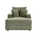 Spring Upholstered Armchair And Ottoman Set - Comfortable Single Sofa With Cup Holder , Corduroy Fabric And Storage, Perfect For Living Room Or Bedroom (Green)_maomaolike.com