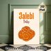 Jalebi Themed Painting Poster, Warm-toned Cartoon-style Dessert Poster, Charming Sweet Treat Artwork Ideal For Kitchen, Dining Room_maomaolike.com