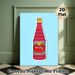 Rooh Afza Beverage Painting Poster, Vibrant Cartoon-style Illustrated Drink Bottle Poster, Nostalgic Cheerful Decor Ideal For Kitchen, Dining Area_maomaolike.com