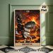 Death Tarot Card Painting Poster, Dark Gothic Dramatic Skeleton Knight On Horse With Erupting Volcano Poster, Mysterious Tarot-inspired Decor Ideal_maomaolike.com