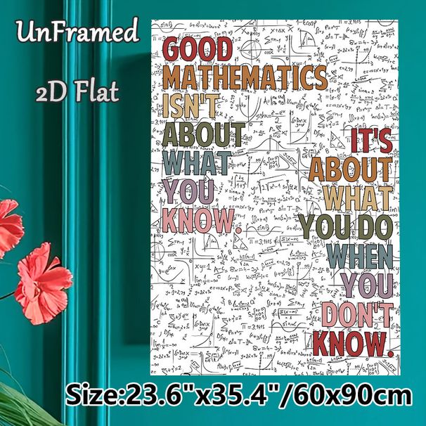 Mathematics Quote Painting Poster, Vibrant Typography With Various Math Equations Poster, Inspirational Math Saying Ideal For Study Room, Classroom_maomaolike.com