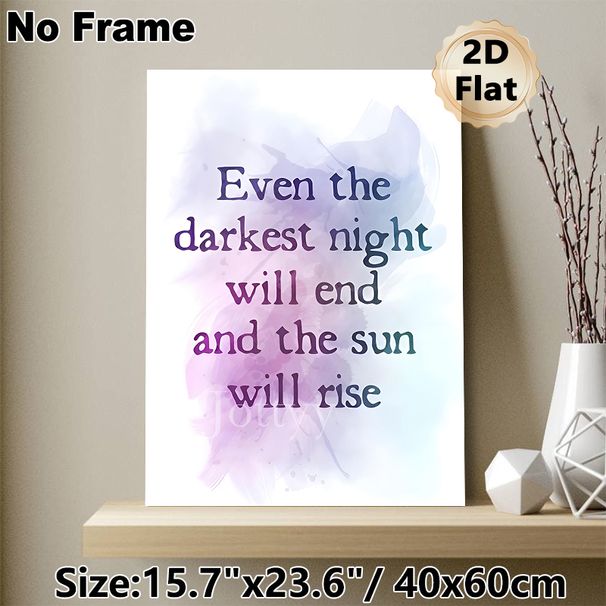 Inspirational Quote Painting Poster, Soft Purple-blue Watercolor Style Poster, Uplifting Motivational Message To Boost Positive Mood, Ideal For Living_maomaolike.com