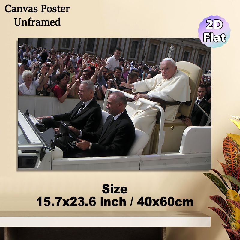 Papal Procession Painting Poster, Classic Documentary-style Poster, Captures Solemn Moment Of Pope Greeting Cheering Crowd, Suitable For Home Or_maomaolike.com