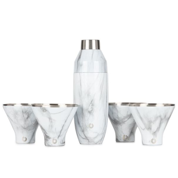 Stainless Steel Cocktail Shaker And Martini Glass Set, Marble_maomaolike.com