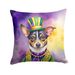 Rat Terrier King Of Mardi Gras Throw Pillow Machine Washable, Indoor Outdoor Decorative Pillow For Couch, Bed Or Patio, 14Hx14W_maomaolike.com