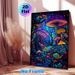 Psychedelic Mushroom Painting Poster, Vibrant Whimsical Fantasy Forest Scene Poster, Eye-catching Vivid Hues, Suitable For Living Room, Bedroom Or_maomaolike.com
