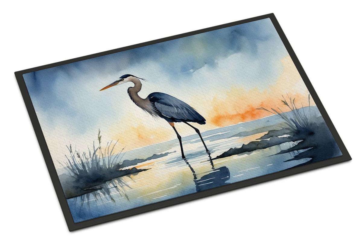 Blue Heron Barely Lit Sky Doormat Front Door Mat Indoor Outdoor Rugs For Entryway, Non Slip Washable Low Pile, 24H X 36W_maomaolike.com