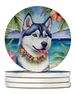 Siberian Husky Luau Large Sandstone Coasters Pack Of 4 Absorbent Round Coasters Decor Gifts For Men Or Women, 4 In, Multicolor_maomaolike.com