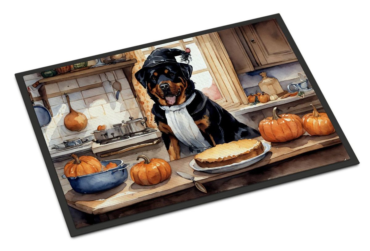 Rottweiler Fall Kitchen Pumpkins Doormat Front Door Mat Indoor Outdoor Rugs For Entryway, Non Slip Washable Low Pile, 24H X 36W_maomaolike.com