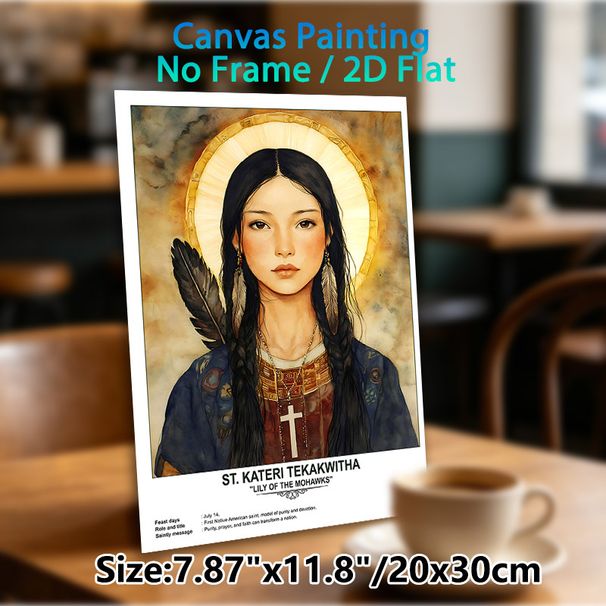 St. Kateri Tekakwitha Religious Painting Poster, Serene Watercolor Portrait Poster, Inspiring Faith-themed Decor Suitable For Home, Prayer Room And_maomaolike.com