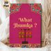 Jhumka Earring Themed Painting Poster, Vibrant Ethnic Style Poster, Pink Background With "What Jhumka?" Text & Ornate Jhumka Display, Cultural_maomaolike.com