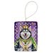 Siberian Husky King Of Mardi Gras Porcelain Ornament Christmas Tree Hanging Decorations For Home Christmas Holiday, Rectangle, Gift, Multicolor_maomaolike.com