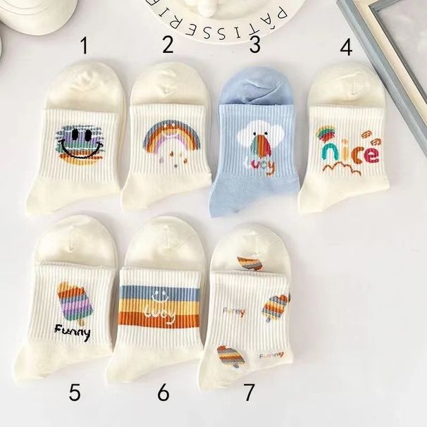 Unisex White socks for women's midtube ins tide All match high appearance level short tube socks student cartoon sports socks_maomaolike.com