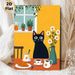 Black Cat & Breakfast Themed Painting Poster, Warm Cute Cartoon Style Poster, Cozy Daily Scene Design Ideal For Kitchen, Dining Room Decor_maomaolike.com