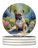 French Bulldog Spring Path Large Sandstone Coasters Pack Of 4 Absorbent Round Coasters Decor Gifts For Men Or Women, 4 In, Multicolor_maomaolike.com