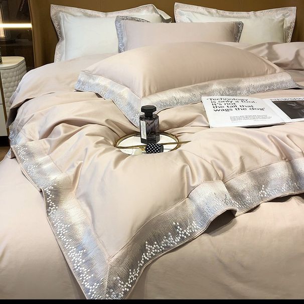 Modern Light Luxury Style 140s Xinjiang Long-staple Four-piece Set High-end Embroidered Quilt Cover All Pure Cotton Bedding_maomaolike.com