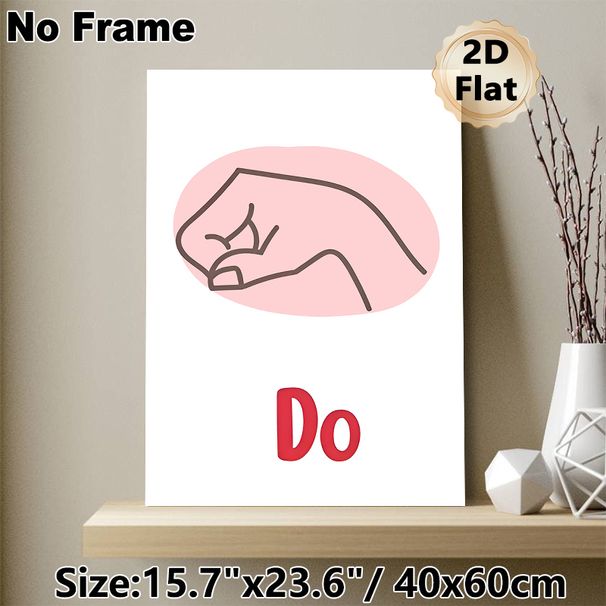 Do Gesture Fist Themed Painting Poster, Minimalist Line Art Pink Fist Poster, Playful Expressive Design, Suitable For Home Office And Living Room_maomaolike.com