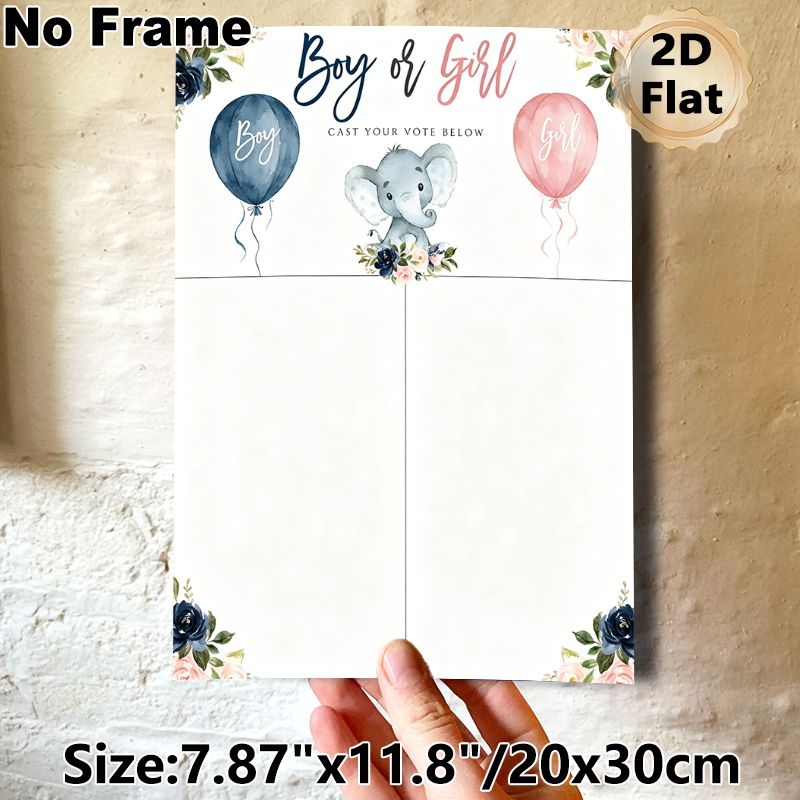 Gender Reveal Painting Poster, Soft Watercolor Elephant & Floral Balloon Poster, Ideal For Gender Vote Activity, Suitable For Baby Shower Gatherings_maomaolike.com