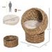 PawHut Handwoven Elevated Cat Bed With Soft Cushion & Cat Egg Chair Shape, Cat Basket Bed Kitty House With Stand, Raised Wicker Cat Bed For Indoor Cats, 23.5" H, Brown_maomaolike.com
