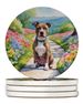 Pit Bull Terrier Spring Path Large Sandstone Coasters Pack Of 4 Absorbent Round Coasters Decor Gifts For Men Or Women, 4 In, Multicolor_maomaolike.com