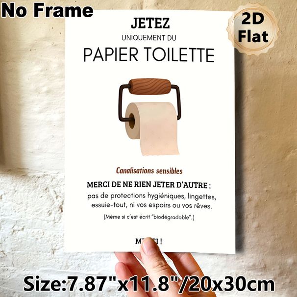 Toilet Paper Etiquette Painting Poster, Minimalist Witty French-themed Reminder Poster, Humorous Bathroom Rule Notice, Ideal For Home Restroom, Public_maomaolike.com
