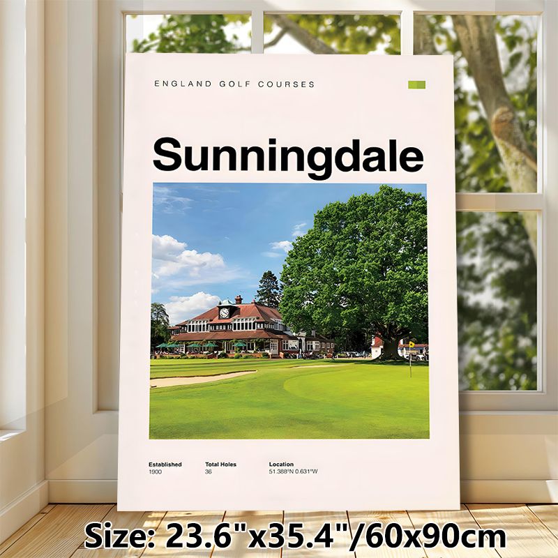 Sunningdale Golf Course Painting Poster, Vibrant Scenic Golf Course Poster, Showcases Iconic Clubhouse And Manicured Green, Ideal For Home Or Golf_maomaolike.com