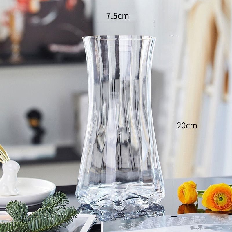 Light Luxury Minimalist Glass Vase, Ins-Style High-End Feel, Water-Cultivated Lily Flowers, Nordic Living Room Flower_maomaolike.com