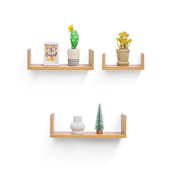 Floating Shelves 14" Wall Mounted Wood Shelves For Bathroom, Bedroom, Living Room, Kitchen, Hanging Shelf For Books/Storage/Decor With Invisible Brackets, Maple_maomaolike.com