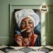 Elderly African Woman Painting Poster, Realistic Detailed Portrait Poster, Captivating Artwork With Headwrap, Cigar And Red Bead Necklaces, Ideal For_maomaolike.com