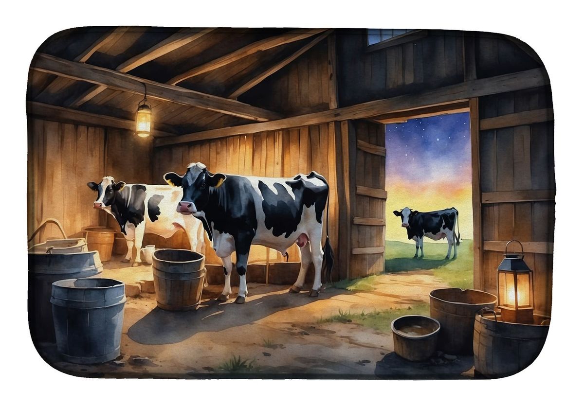 Cows Evening Milking Time Dish Drying Mat Absorbent Dish Drying Mat Pad For Kitchen Counter Dish Drainer Mat For Countertop, 14 X 21", Multicolor_maomaolike.com