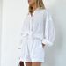 Women's Clothing temperament shirt jacquard striped puff sleeve shorts commuting design casual suit_maomaolike.com