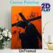 Jesus Carrying Cross Painting Poster, Dramatic Dark Silhouette With Vibrant Textured Orange Backdrop Poster, Meaningful Religious Spiritual Decor_maomaolike.com