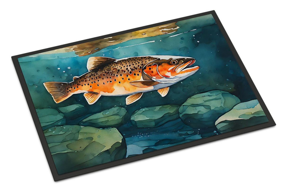 Brown Trout Doormat Front Door Mat Indoor Outdoor Rugs For Entryway, Non Slip Washable Low Pile, 24H X 36W_maomaolike.com