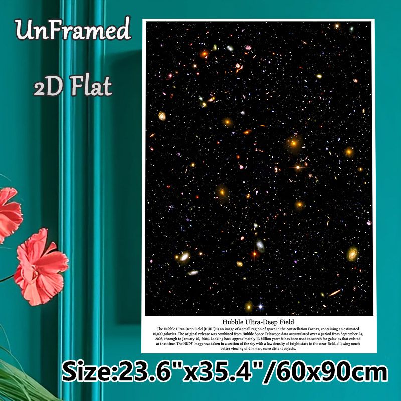 Hubble Ultra-Deep Field Space Galaxy Painting Poster, Vivid Cosmic Scene With Distant Galaxies Poster, Informative Astronomical Decor Ideal For Home_maomaolike.com