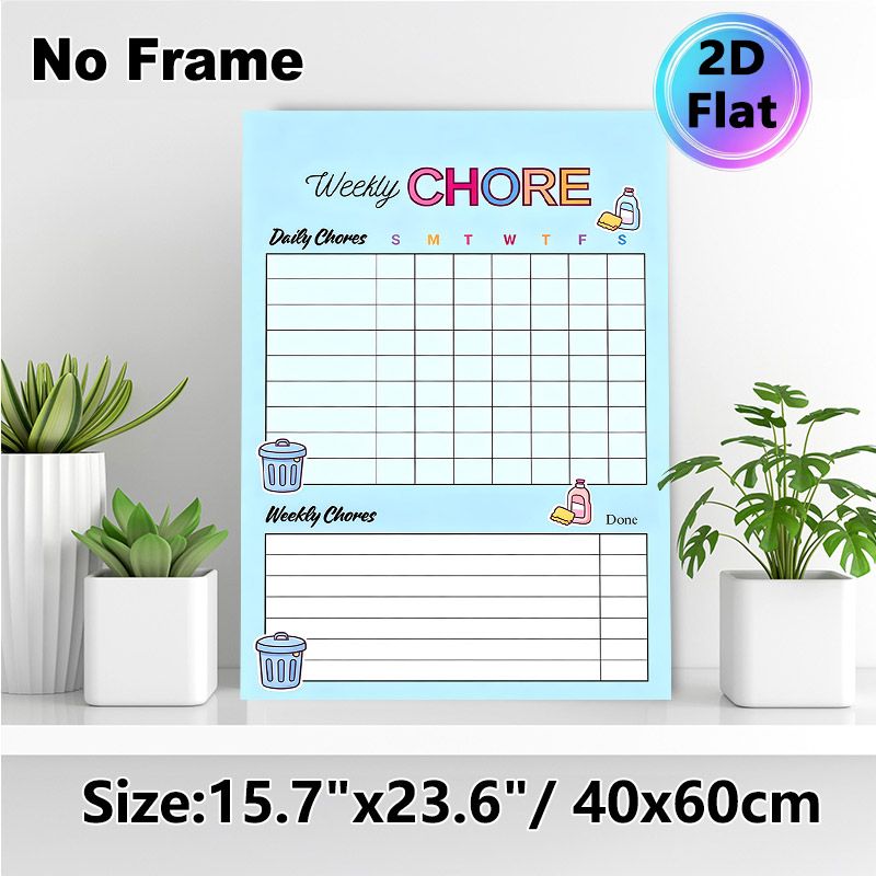 Weekly Chore Chart Painting Poster, Colorful Cartoon-style Chore Planner Poster, Functional Tracker To Organize Daily & Weekly Household Tasks For_maomaolike.com