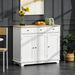 Modern Sideboard With Rubberwood Top, Buffet Cabinet With Storage Cabinets_maomaolike.com