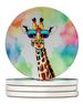 Hippie Animal Giraffe Large Sandstone Coasters Pack Of 4 Absorbent Round Coasters Decor Gifts For Men Or Women, 4 In, Multicolor_maomaolike.com