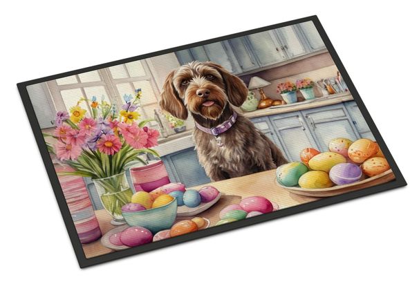 Decorating Easter Wirehaired Pointing Griffon Doormat Front Door Mat Indoor Outdoor Rugs For Entryway, Non Slip Washable Low Pile, 24H X 36W_maomaolike.com