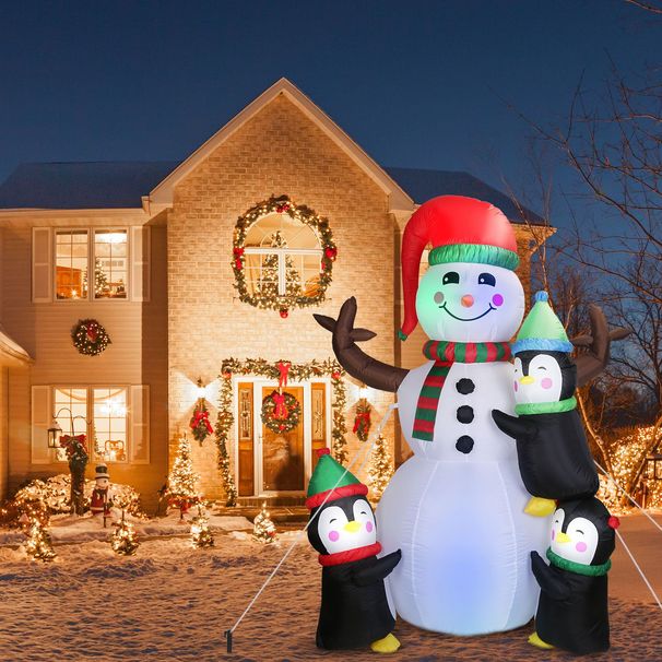5.9FT Christmas Inflatable Outdoor Decoration Snowman Penguin Blow Up Yard Decoration With LED Light Built-in Air Blower For Winter Holiday Xmas Garden_maomaolike.com