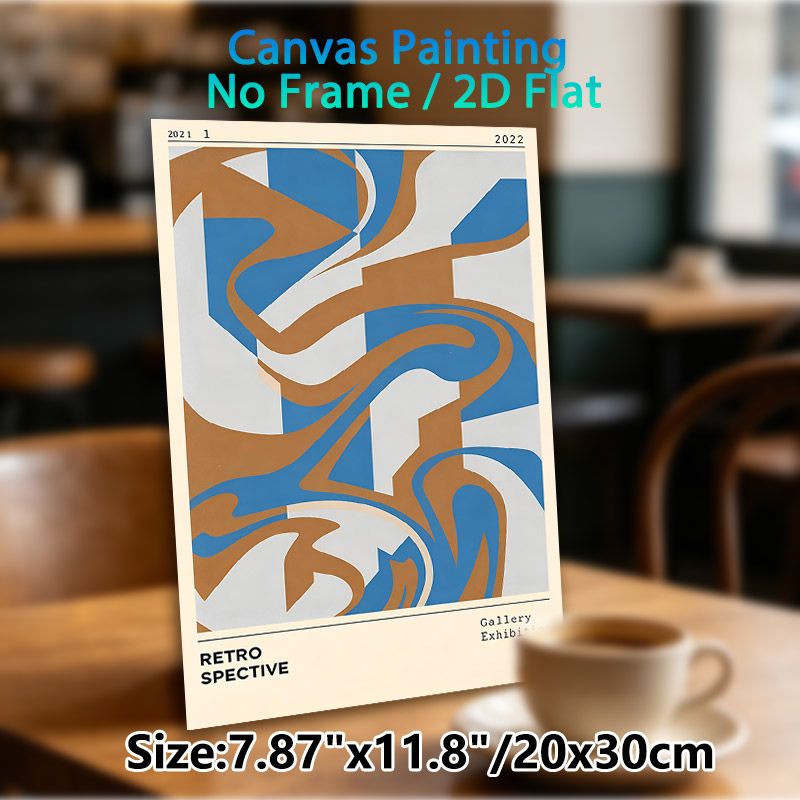 Retro Abstract Geometric Painting Poster, Vintage Curvy & Blocky Graphic Poster, Timeless Artistic Design Brings Retro Vibe, Suitable For Living Room_maomaolike.com