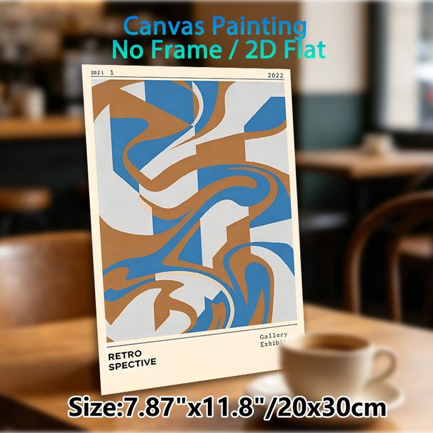 Retro Abstract Geometric Painting Poster, Vintage Curvy & Blocky Graphic Poster, Timeless Artistic Design Brings Retro Vibe, Suitable For Living Room_maomaolike.com