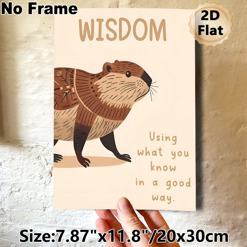 Wisdom Otter Painting Poster, Earth-toned Graphic Illustrated Poster, Inspirational Wisdom Quote Wall Art Suitable For Home, Office Spaces_maomaolike.com