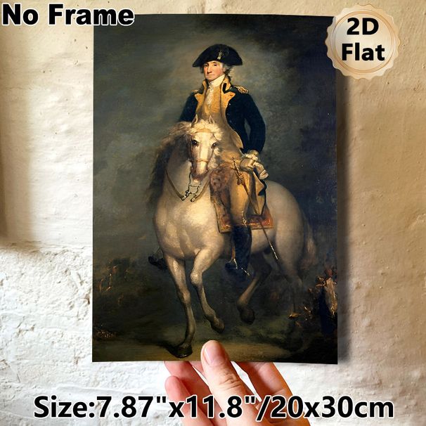 Vintage Military Officer On Horseback Classic Portrait Painting Poster, Realistic Dim-toned Historical Figure Poster, Elegant Classic Art Piece Ideal_maomaolike.com
