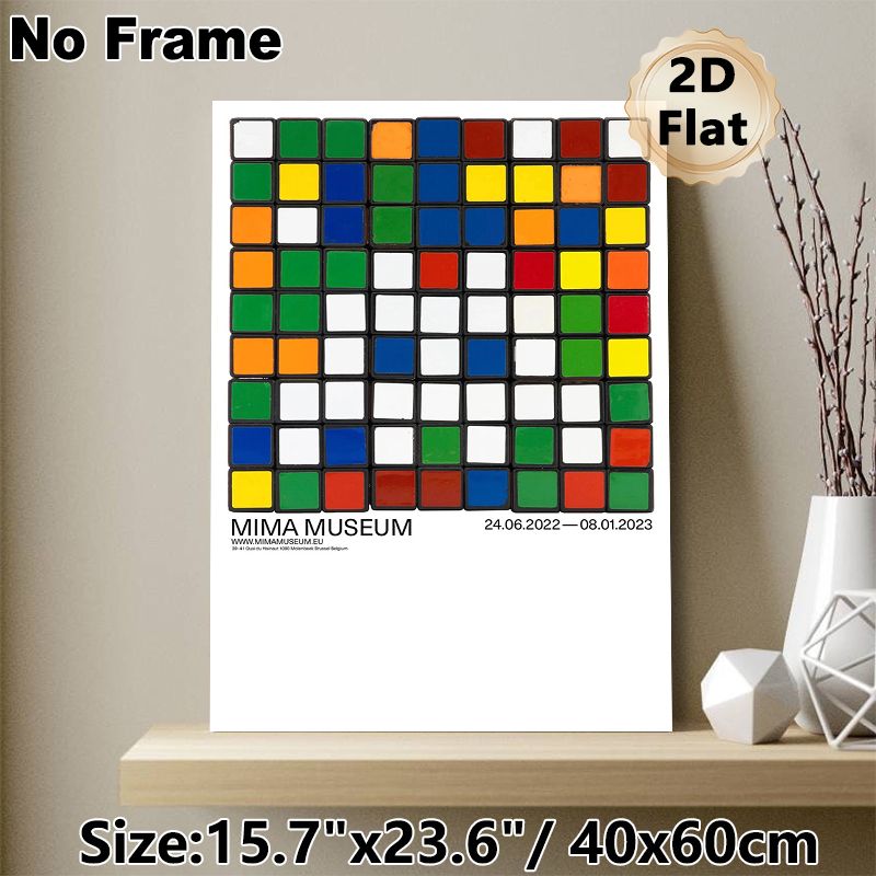 Colorful Cube Grid Painting Poster, Vibrant Geometric Color-blocked Poster, Museum-inspired Artistic Decor Ideal For Home, Office And Art Display_maomaolike.com