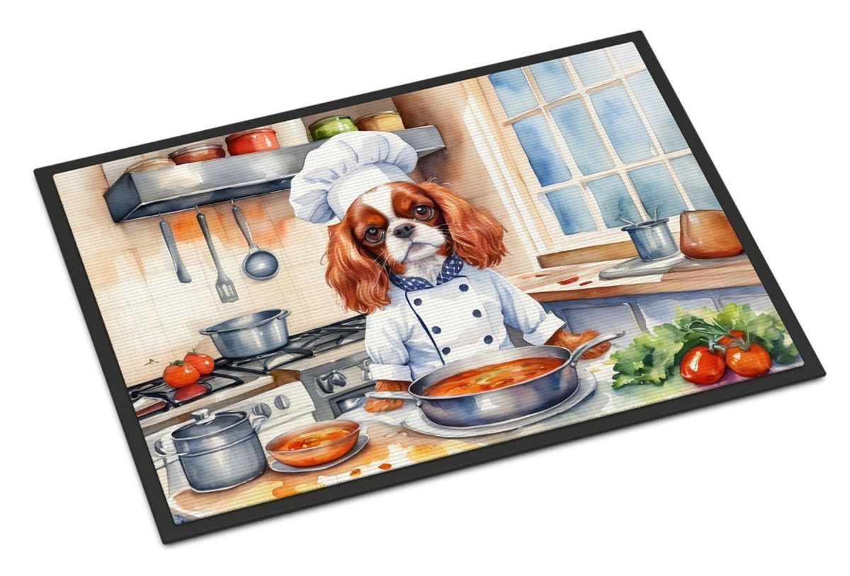 Cavalier Spaniel The Chef Doormat Front Door Mat Indoor Outdoor Rugs For Entryway, Non Slip Washable Low Pile, 24H X 36W_maomaolike.com