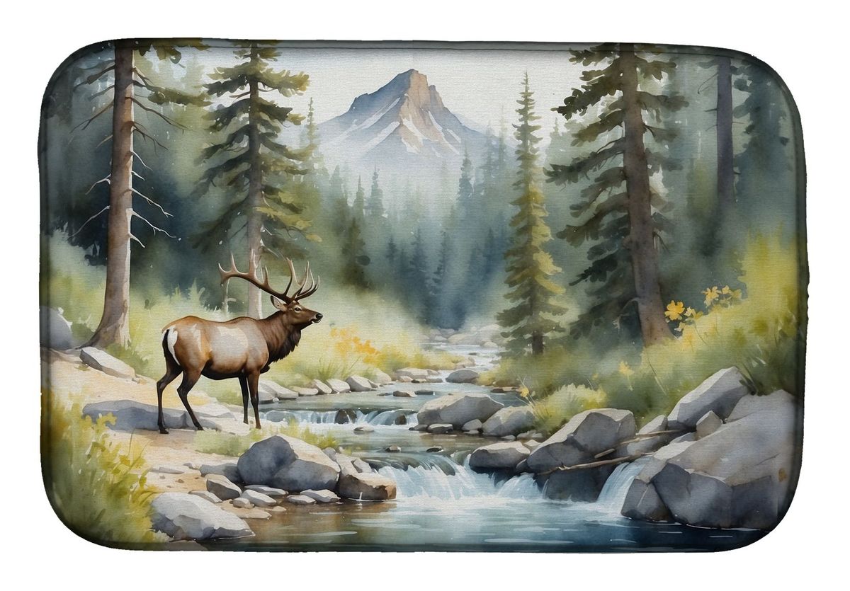 Mountain Stream Elk Dish Drying Mat Absorbent Dish Drying Mat Pad For Kitchen Counter Dish Drainer Mat For Countertop, 14 X 21", Multicolor_maomaolike.com