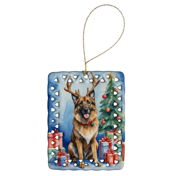 Belgian Tervuren Christmas Reindeer Porcelain Ornament Christmas Tree Hanging Decorations For Home Christmas Holiday, Rectangle, Gift, Multicolor_maomaolike.com
